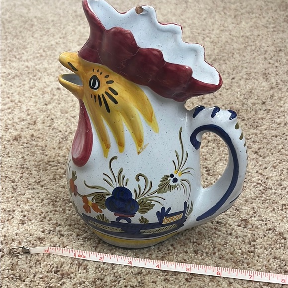 Vintage Signed Deruta Colorful Rooster Ceramic Hand Painted Pitcher from Italy - Picture 14 of 16